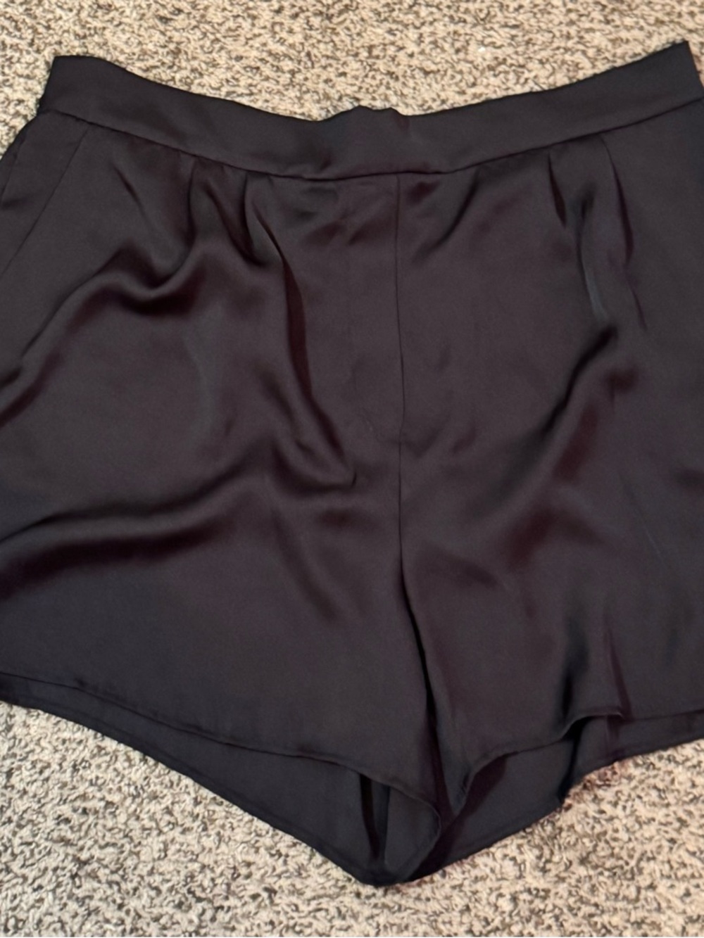 H&M Women's Black Satin High-Waist Shorts
